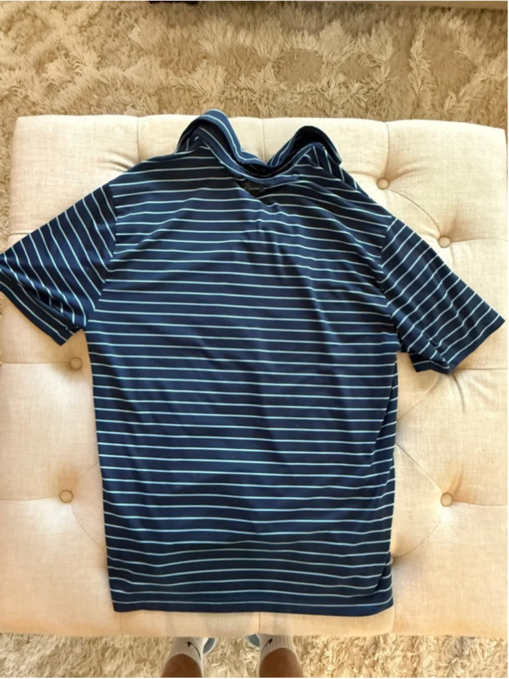 Men's Under Armour Navy Light Blue Striped Playoff Polo L